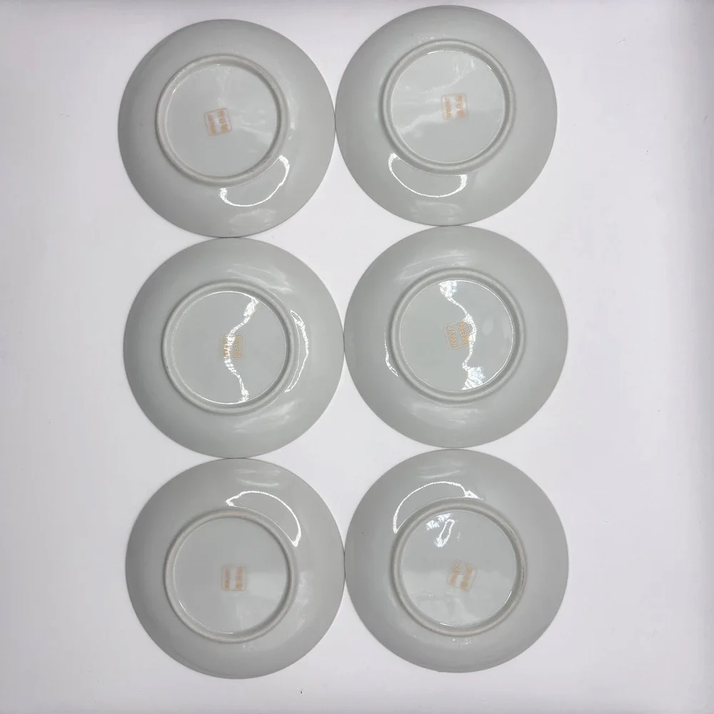 Set of 6 Tea Cup and Saucer Lithopane Japan Bone China Gold Trim Vintage